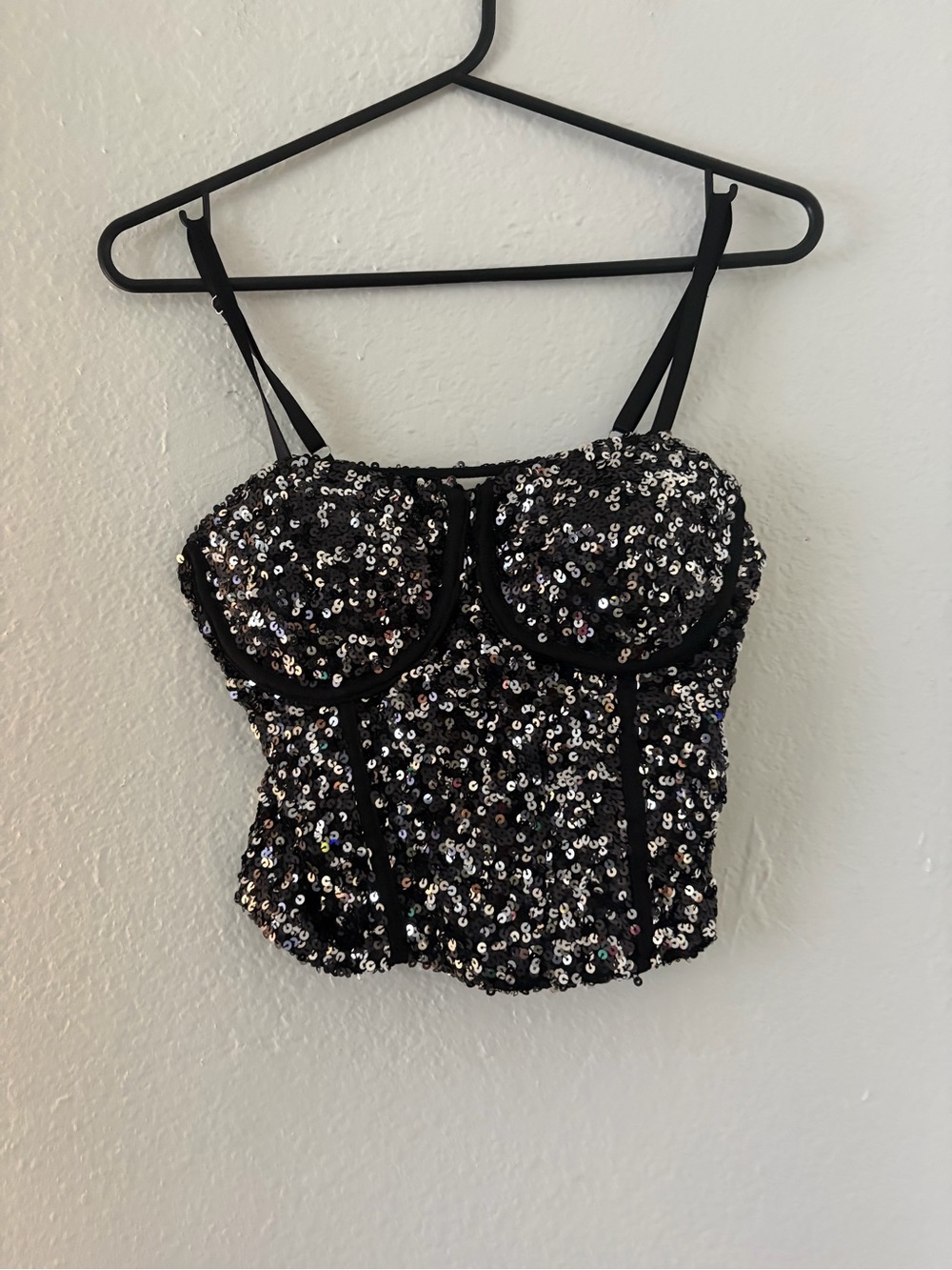 No Boundaries Black Sequin Bustier Camisole
